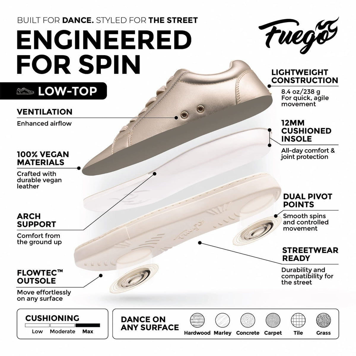 Fuego, Inc. Sneakers Champagne Low-top