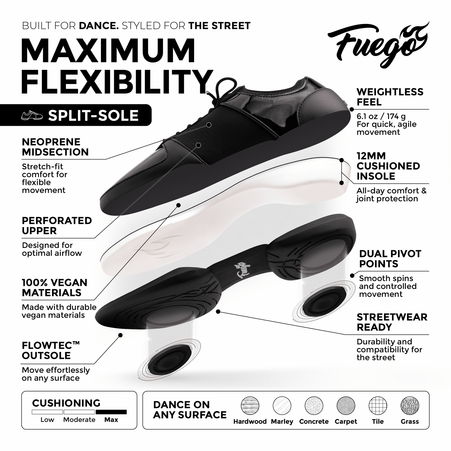 Fuego Sneakers Derek Hough Split-sole
